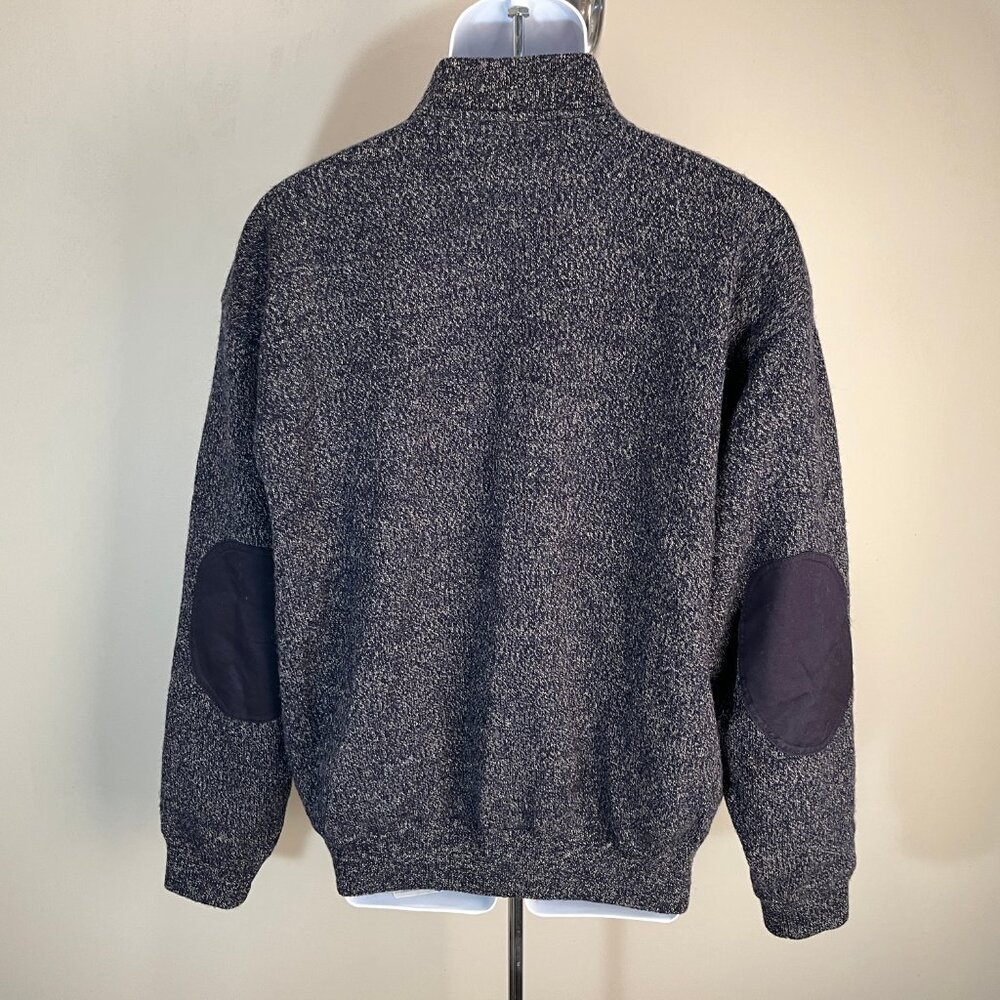 Cabela's Men's blue and tan flecked 100% Wool wind henley Sweater Large L EUC - Picture 3 of 5